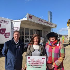 L-R Dr Andrew Yeoman, Baroness Morgan, Health Minister, Pamela Healy OBE (CEO of British Liver Trust)