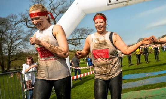 Supporters at the finish line of their fundraising run