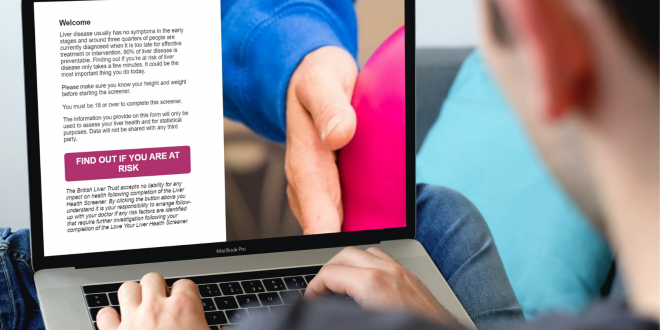 A person taking the online screener on their computer